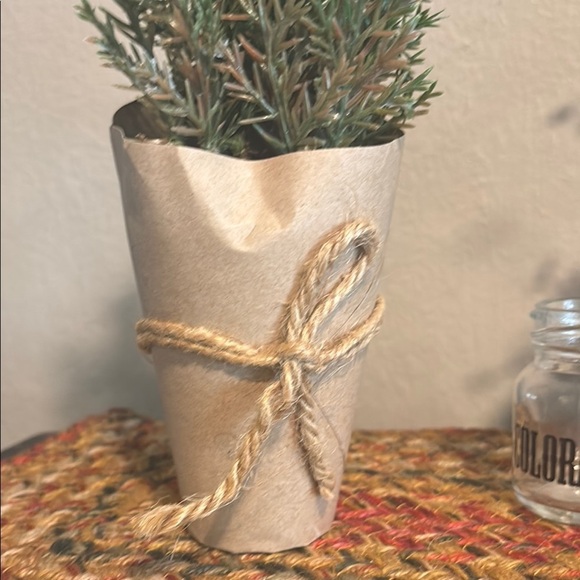 Green Faux Plant in Tan Paper Wrap - Picture 9 of 10
